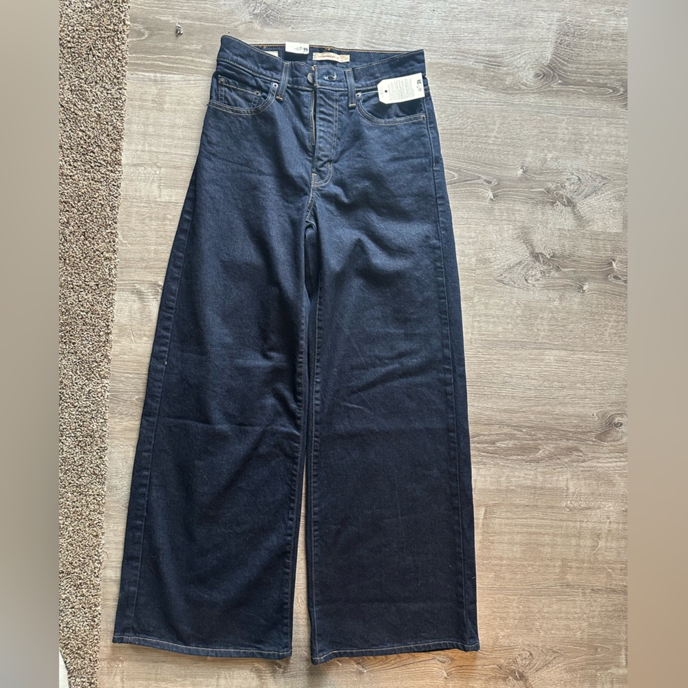 Levi's 728 High Rise Wide Leg Jeans - Dark Indigo